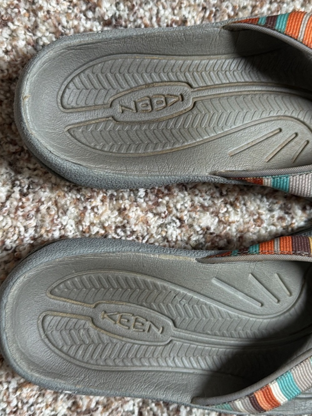 Keen Gray Sandals with Orange, Teal, Pink & Brown Straps - Picture 4 of 7